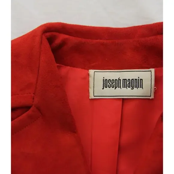 Vintage 1960's Joseph Magnin Red Suede Leather Mod Trench Coat Jacket Small